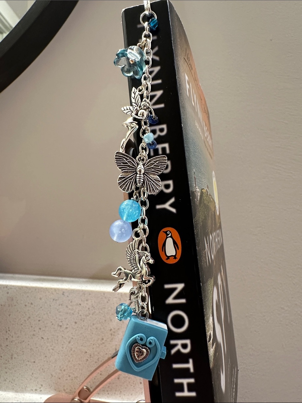Charm Dangle Bookmarks in Blue and Yellow - Picture 3 of 6